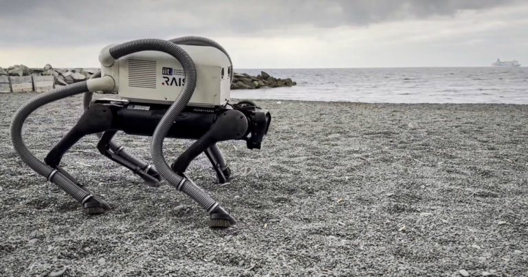 Watch: A robot dog with vacuum legs cleans up the beach